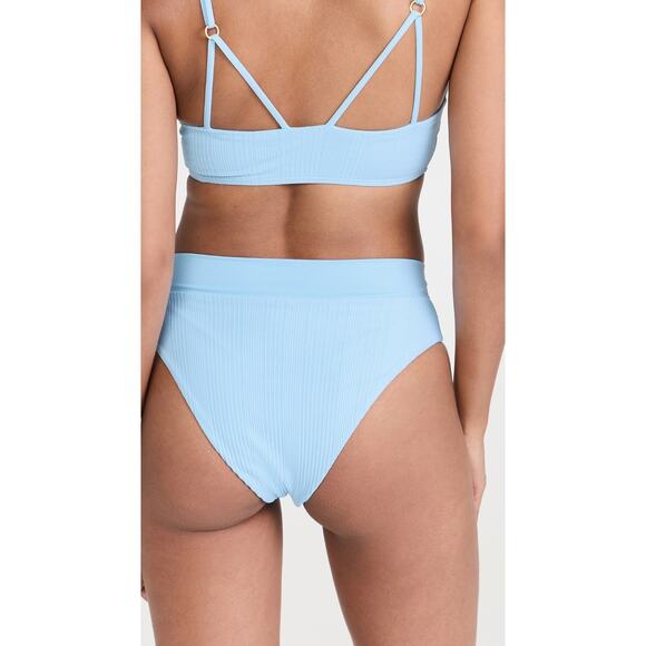 L*Space Court White Crossover V Waist Ribbed High Leg Bikini Swim Bottoms XS - Picture 4 of 10